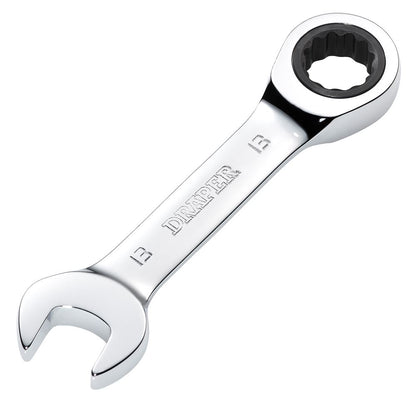 27891 Draper HI-TORQ Metric Stubby Ratchet Combination Spanner, 13mm 8230MMS Spanner/Wrench Ratchet Spanners 108mm Professional Trade DIY Workshop