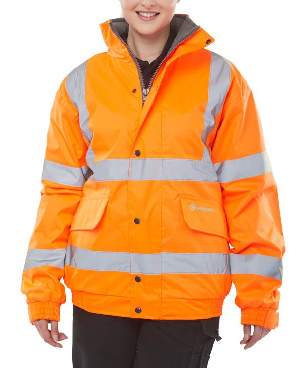 Beeswift Hi Vis Bomber Jacket Yellow Reflective Waterproof Workwear