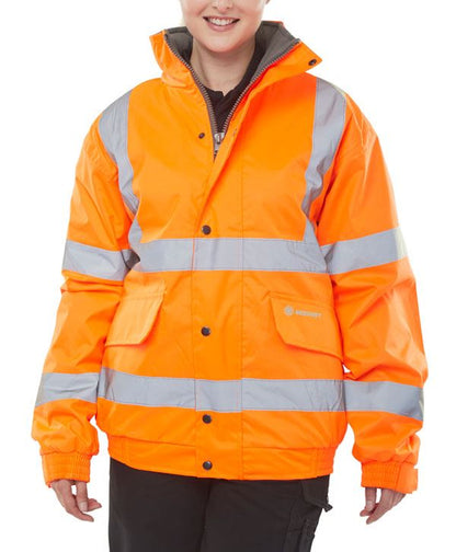 Beeswift Hi Vis Bomber Jacket Yellow Reflective Waterproof Workwear