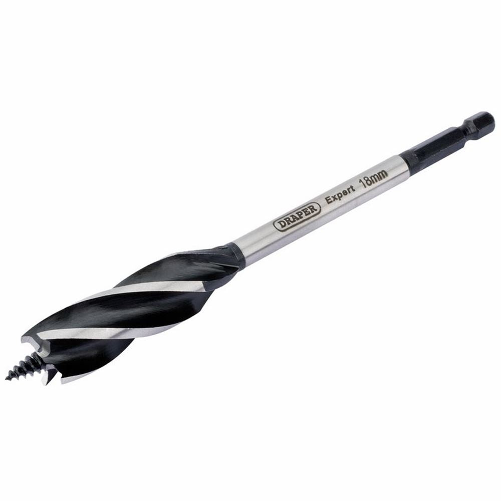 35102 Draper Expert Expert 4 Fluted Auger Bit, 18 x 165mm AB4F Drill Bit Auger Drill Bits Professional Trade DIY Workshop Garage Use