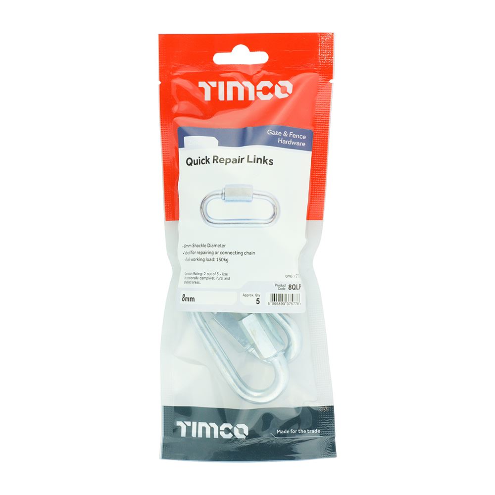 TIMCO Quick Repair Link Zinc 8mm Silver Pack 5