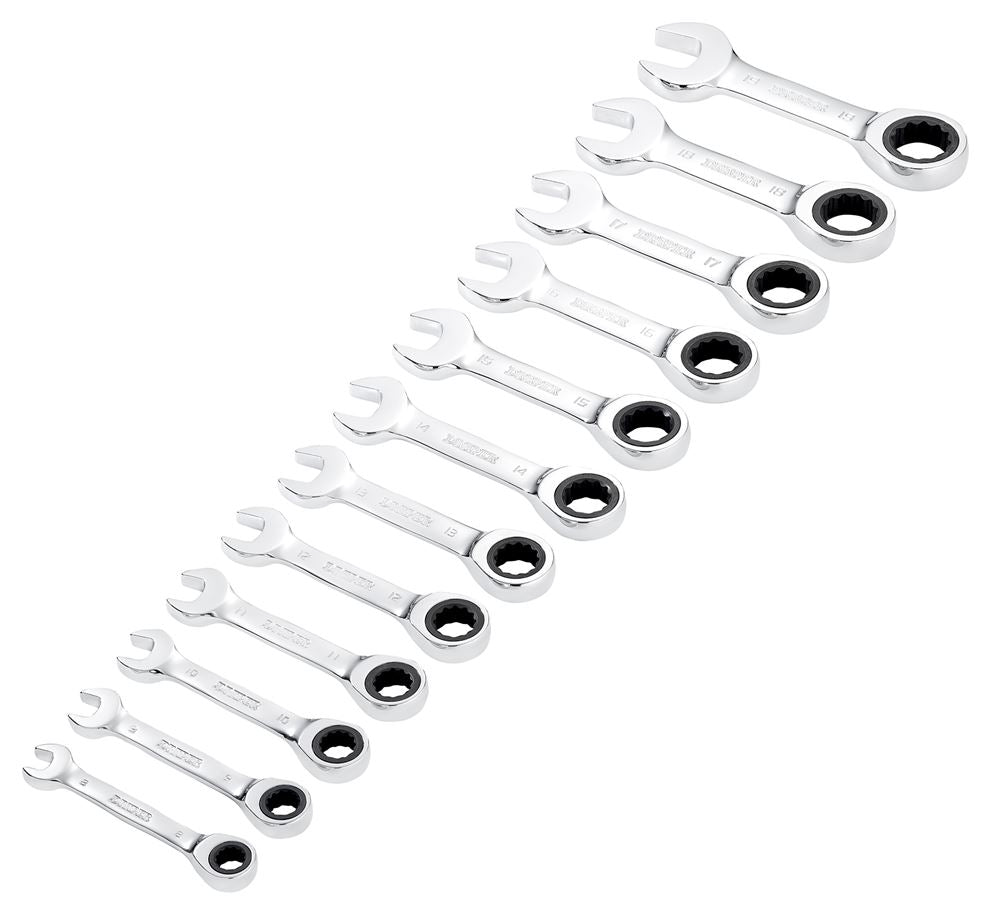 Draper 12PC STUBBY RATCHETING SPANNER 27931 27931 HI-TORQÂ® Metric Stubby Ratchet Combination Spanner Set (12 Piece)