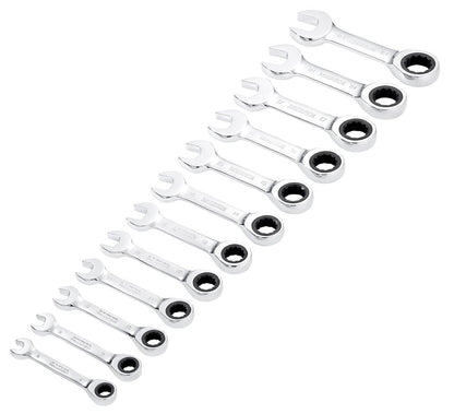 Draper 12PC STUBBY RATCHETING SPANNER 27931 27931 HI-TORQÂ® Metric Stubby Ratchet Combination Spanner Set (12 Piece)