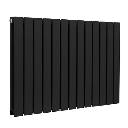 Baridi DH346 Horizontal Radiator Contemporary Double Flat Panel Design 600 x 910mm - Black | Steel | Horizontal flat panel design delivers a BTU