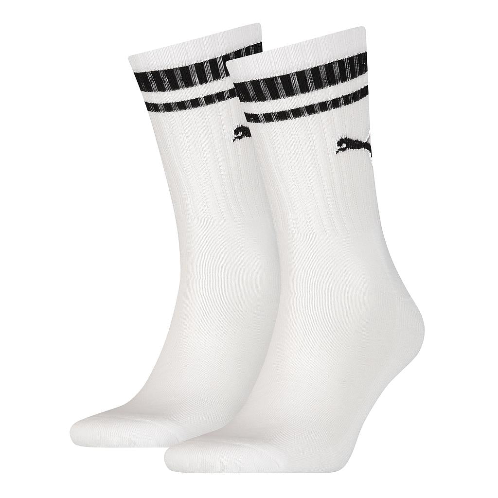 Puma Crew Heritage Stripe Sock (2 Pair) White/Black 2.5-5