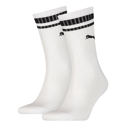 Puma Crew Heritage Stripe Sock (2 Pair) White/Black 45144