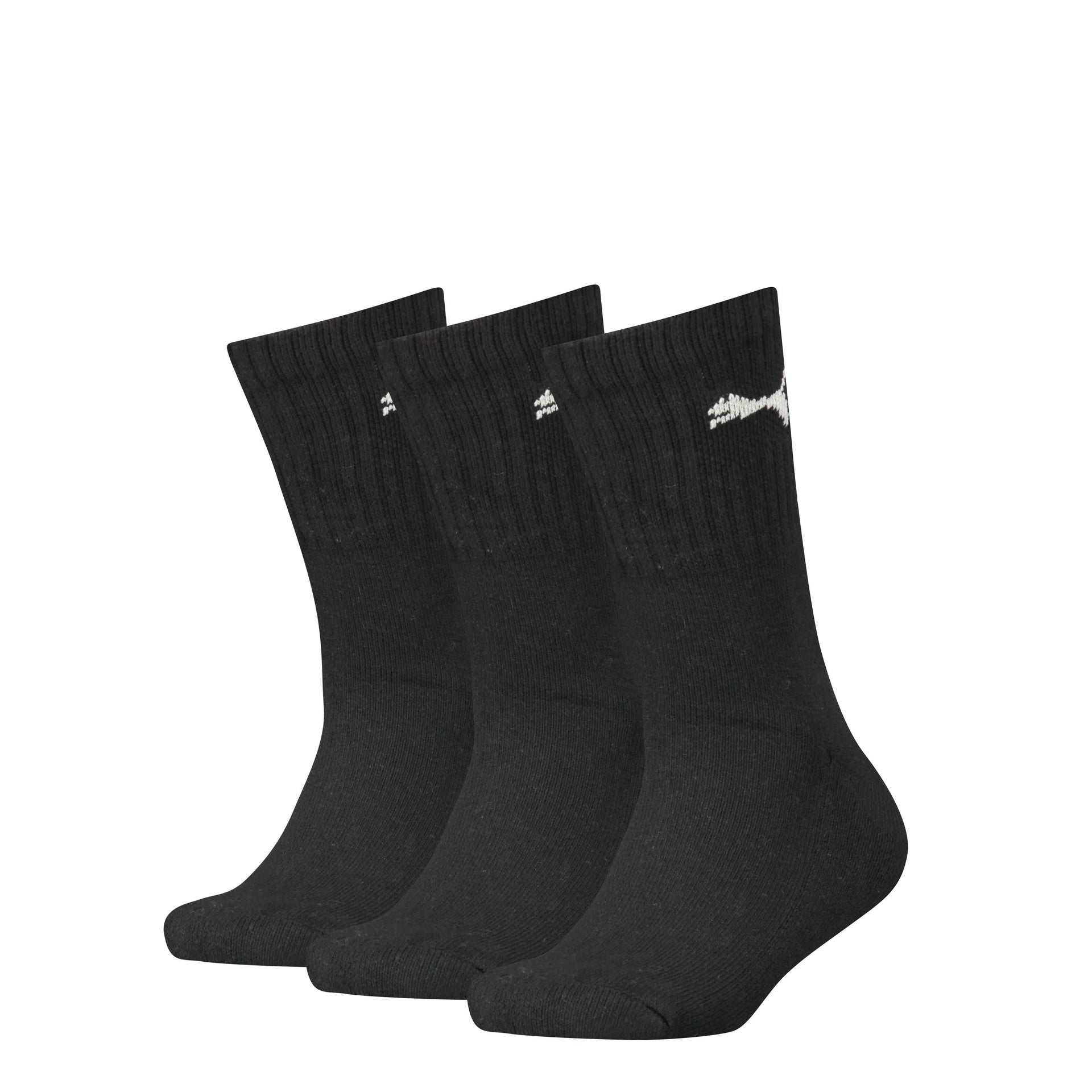 Puma Crew Socks Junior (3 Pairs) - J9-J11.5 - Black
