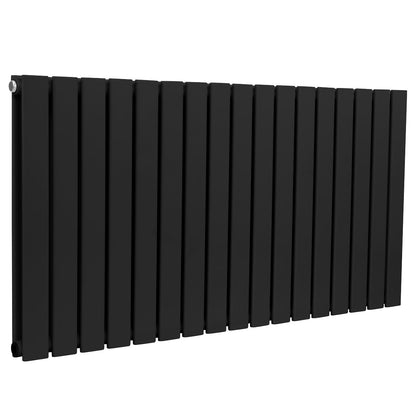 Baridi DH347 Horizontal Radiator Contemporary Double Flat Panel Design 600 x 1190mm - Black | Steel | Horizontal flat panel design delivers a BTU