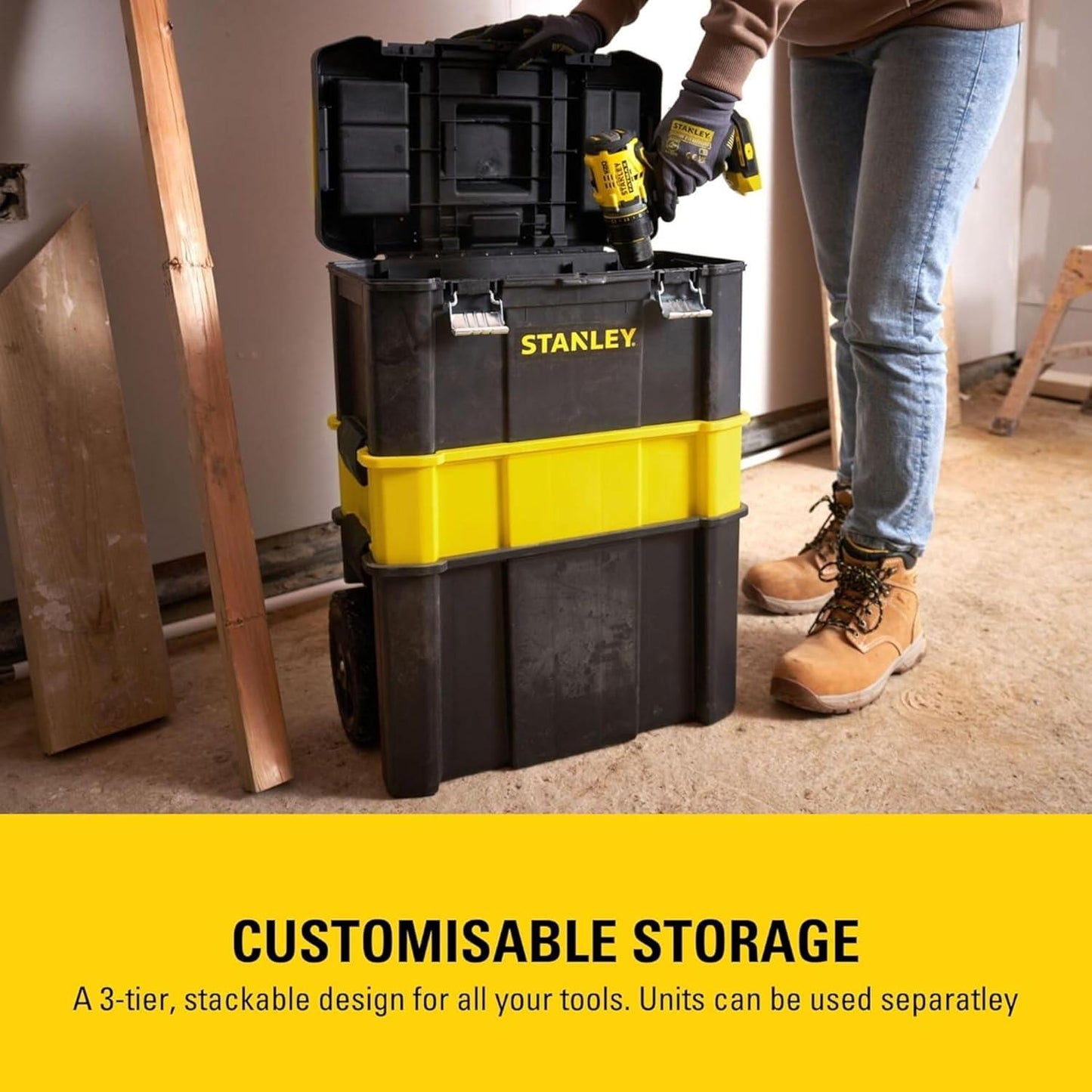 Stanley Essential Rolling Workshop Tool Box Mobile Storage Organiser STST1-80151