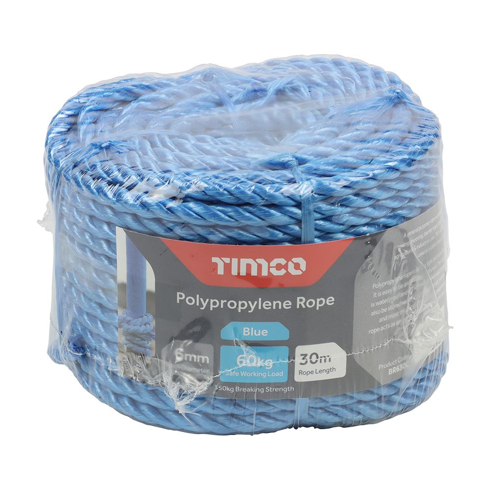 TIMCO Blue Poly Rope - Coil 6mm x 30m Blue Pack 1