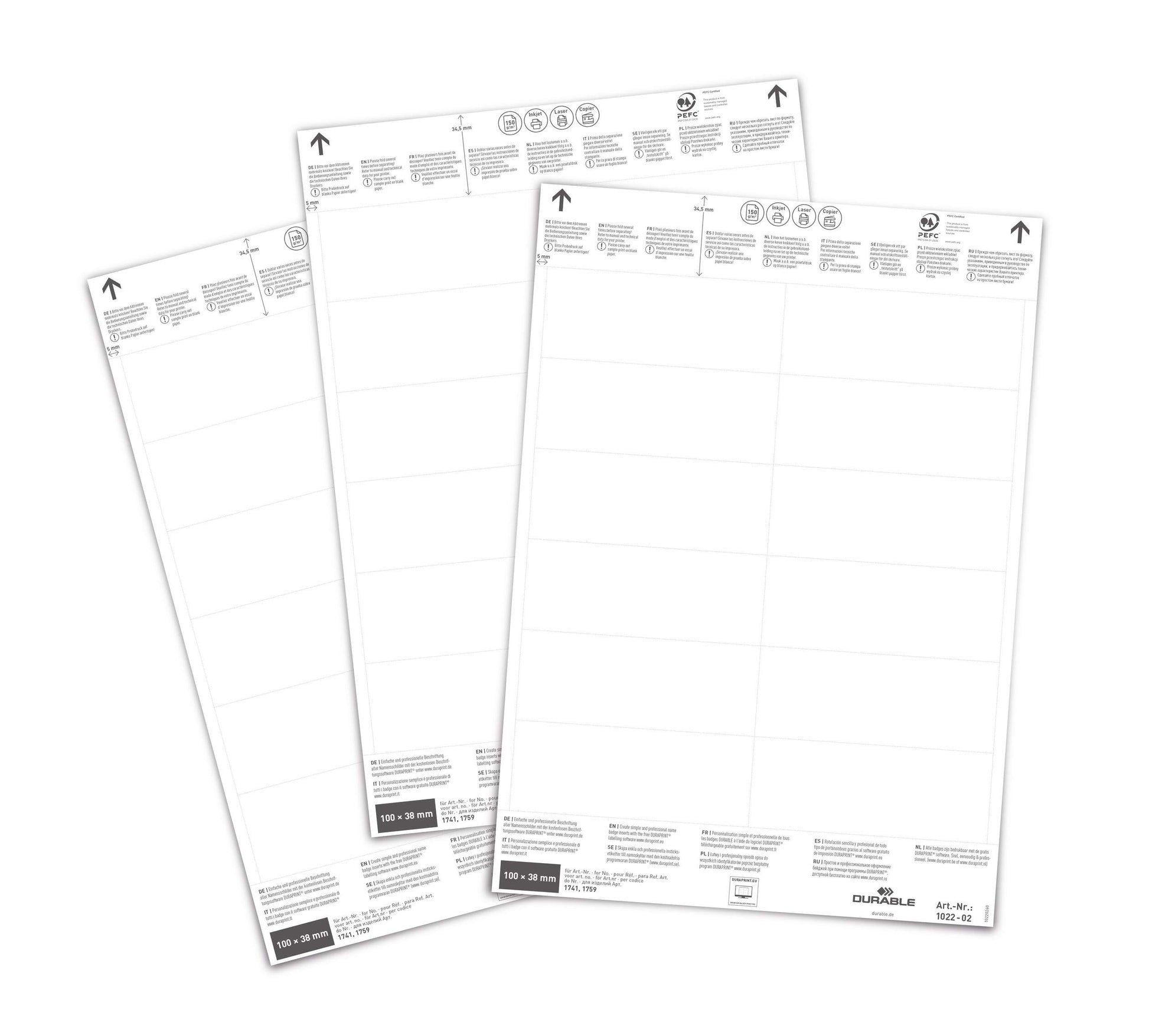 Durable Printable Insert Sheets for Ticket Holders | 240 Labels | 100 x 38 mm