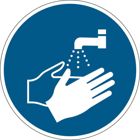 Durable Adhesive ISO "Wash Your Hands" Sign Safety Floor Sticker | 43cm