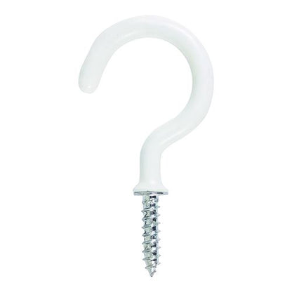 TIMCO Round Cup Hook - White 38mm White Pack 4