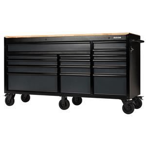 BUNKER  15 Drawer Workbench Roller Tool Cabinet, 72", Grey