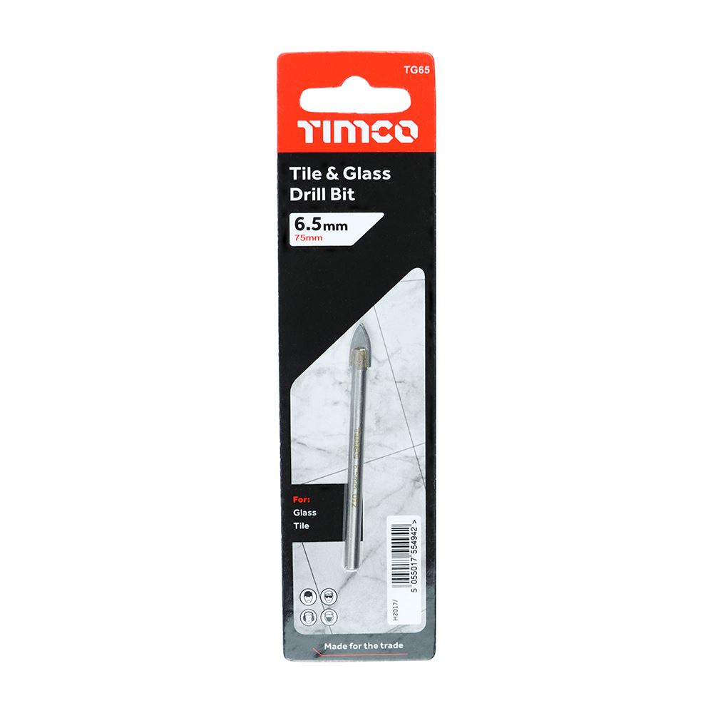 TIMCO Arrow Head Tile & Glass Bit 6.5mm Pack 1