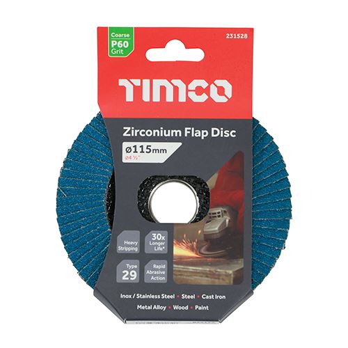 TIMCO Zirconium Flap Disc P60 115 x 22.23 Pack 1