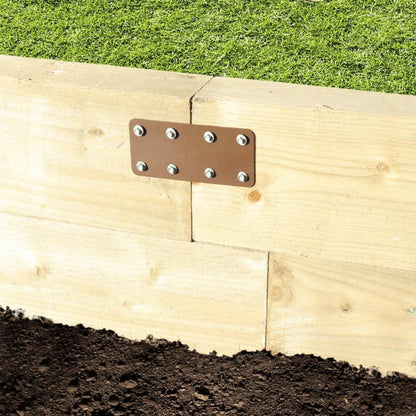 Perry 4718 SleeperSecure Short Internal Straight Support Plate Galvanised for Timber Railway Sleepers Raised Beds Garden Borders Landscaping and Retaining Walls