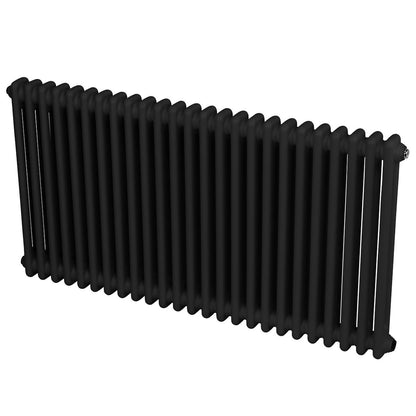 Baridi DH365 Horizontal Traditional 2 Column Radiator 600 x 1147mm - Black | Steel | Horizontal traditional two column radiator delivers a BTU output