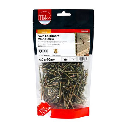 TIMCO Solo Woodscrew PZ2 CSK - ZYP 4.0 x 40 Gold Pack 350