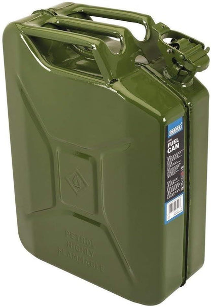 Draper 20L Fuel Can Steel Jerry Can Green Black Red Petrol Diesel Storage