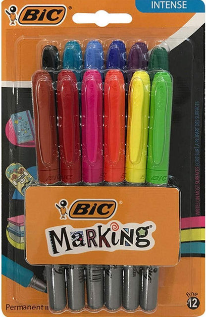 BIC Marking Permanent Markers Assorted Intense & Pastel Colours Pack of 12