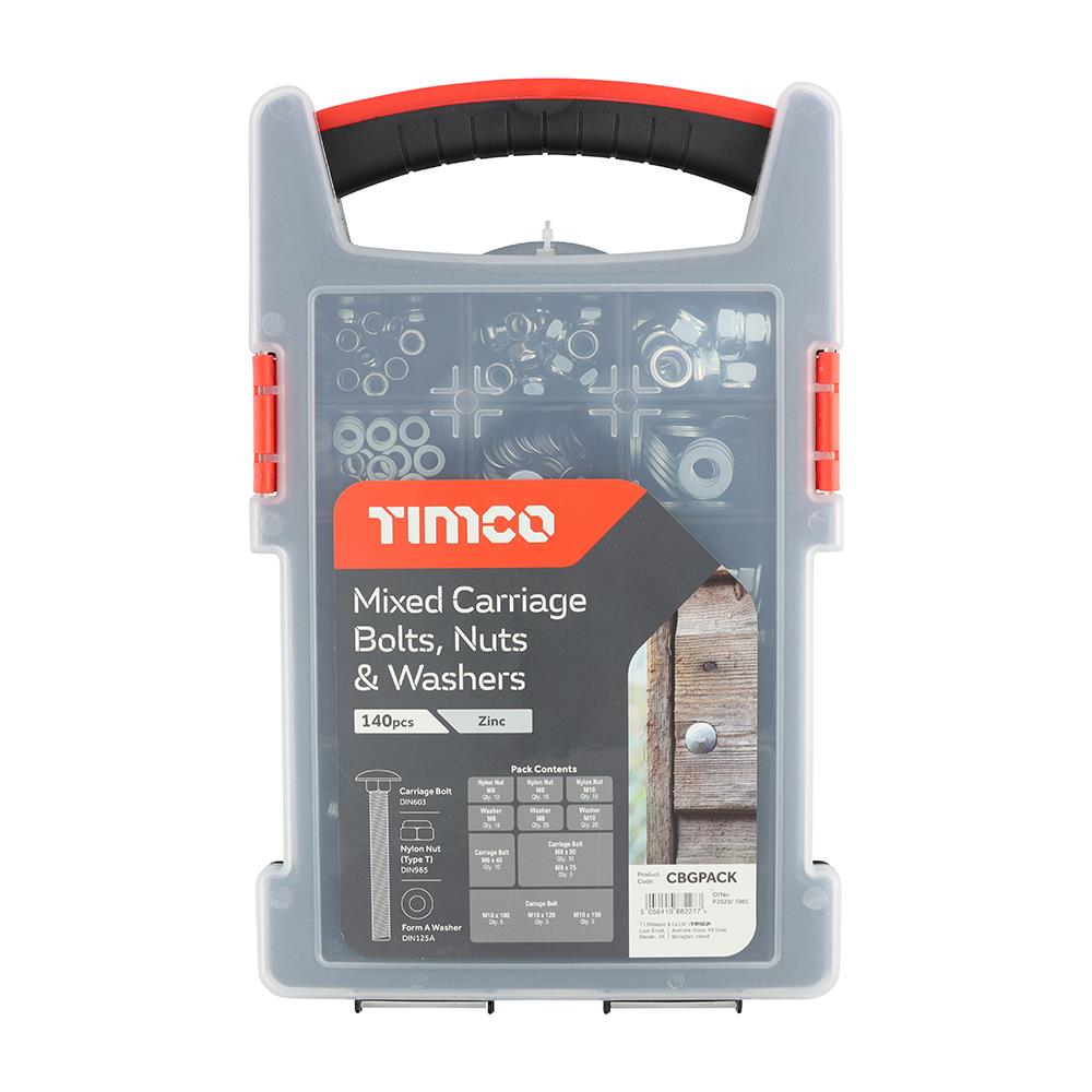 TIMCO Carriage Bolt Mix Grab Pack 140pcs Pack 1