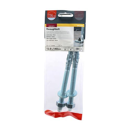 TIMCO Throughbolt - BZP M12 x 140 Silver Pack 2