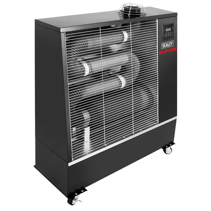 Sealey IR19 Industrial Infrared Diesel Heater 19kW | 64,000Btu/hr(19kW), 80W, 230V~50Hz, Thermostat, Timer, Wheels, Overheat Protection