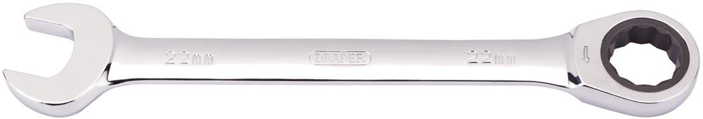 31022 Draper Metric Ratcheting Combination Spanner, 22mm 8230MM Spanner/Wrench Ratchet Spanners 290mm Professional Trade DIY Workshop Garage Use