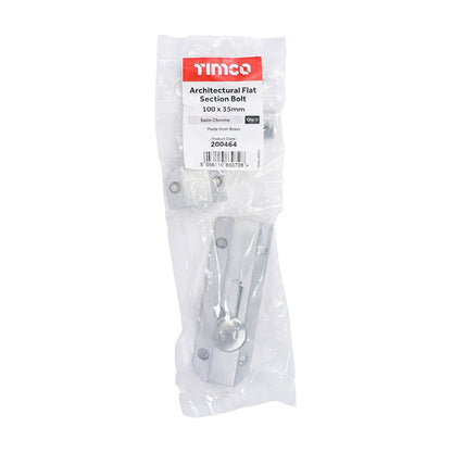 TIMCO Architectural Bolt Sat. Chrome 100 x 35mm Pack 1