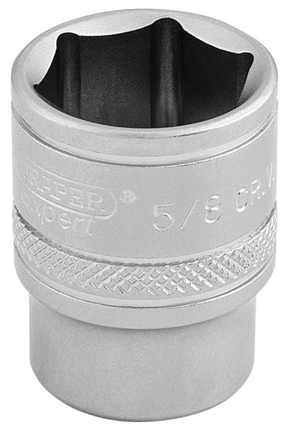 Draper 5/8 6PT SOCKET 3/8 DR-PCKD 16572 3/8" Sq. Dr. Imperial Sockets (Micro Satin Chrome)