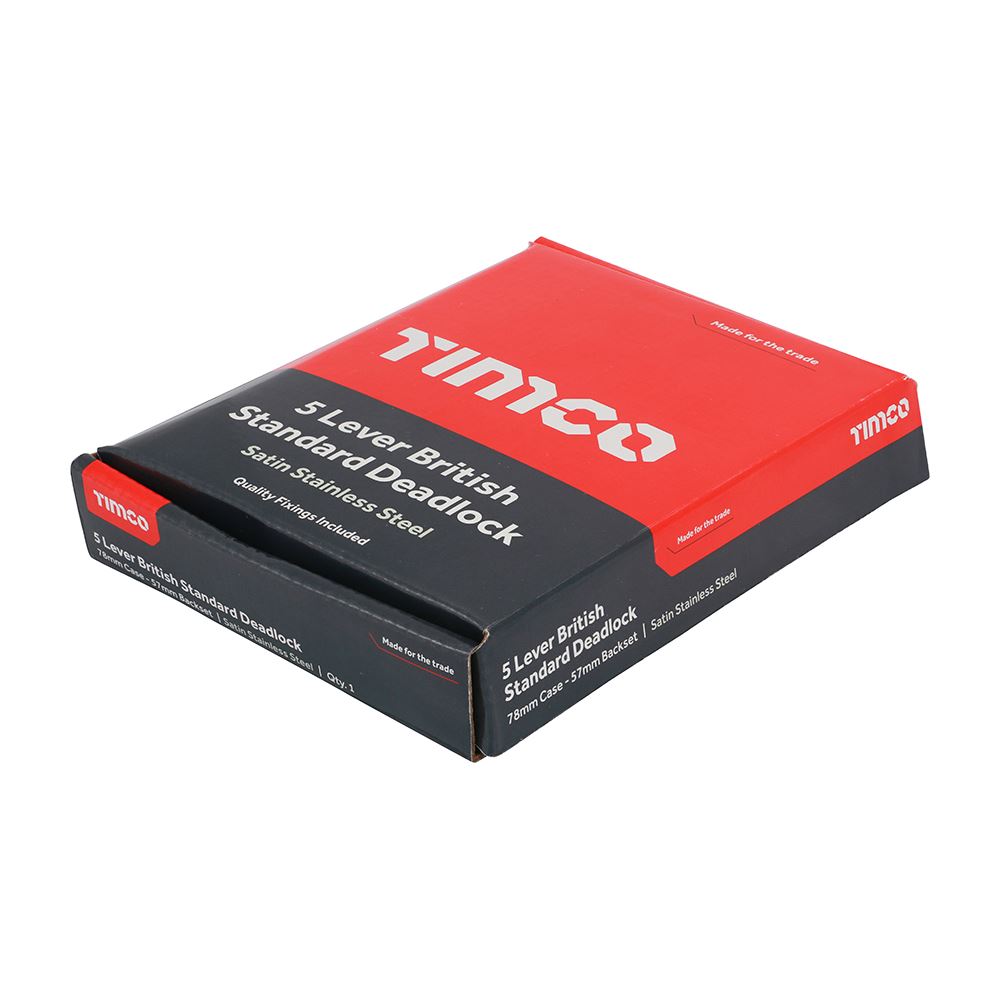 TIMCO 5 Lever BS Deadlock SS Sat. 78mm Pack 1