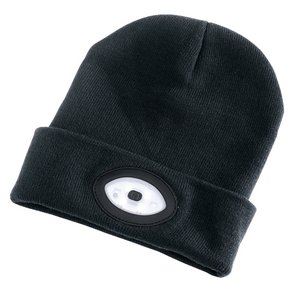Draper BEANIE WITH TORCH - BLACK 99521 99521 Beanie Hat with Rechargeable Torch, One Size, 1W, 100 Lumens