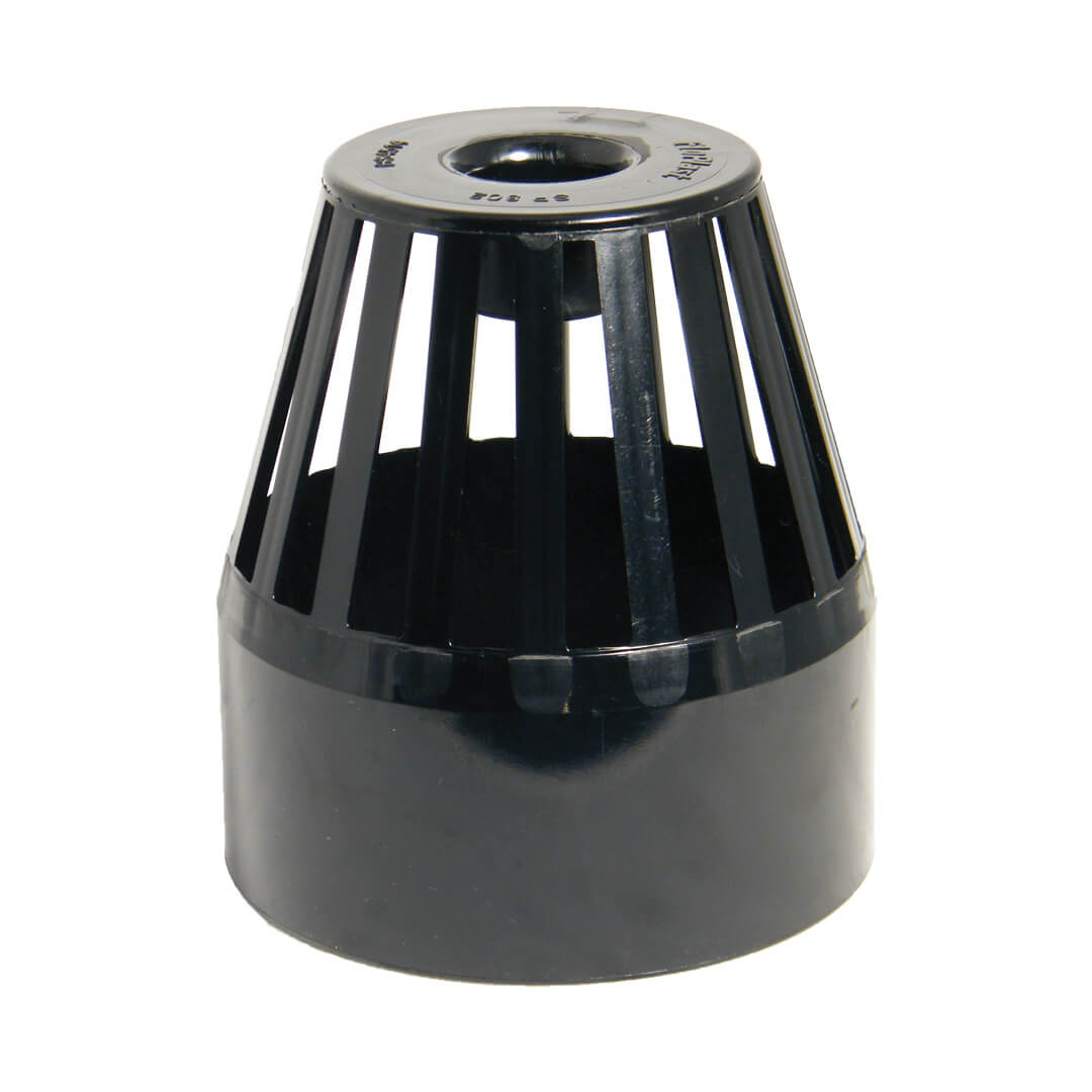 FLOPLAST RING-SEAL VENT TERMINAL;4" SOIL/110MM BLK