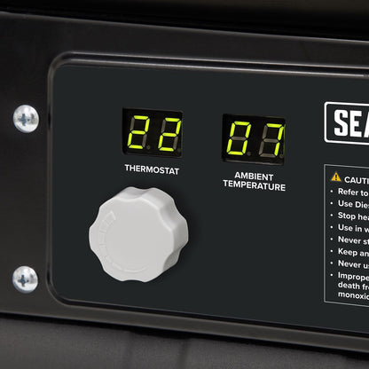 Sealey AB7081 Space Warmer Kerosene/Diesel Heater with Wheels 70,000Btu/hr | 70,000Btu/hr(20kW), 230V~50Hz, Thermostat, Wheels