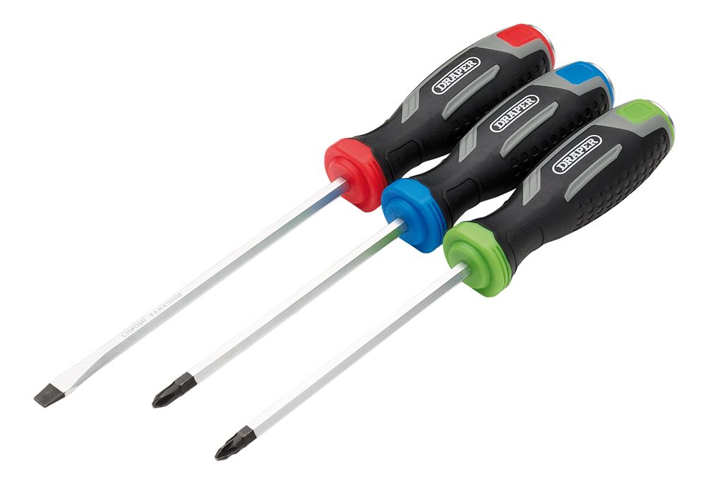 Draper SET 1 - 3PC SET - POUND THRU S Pound Thru Soft Grip Screwdriver Set (3 Piece)