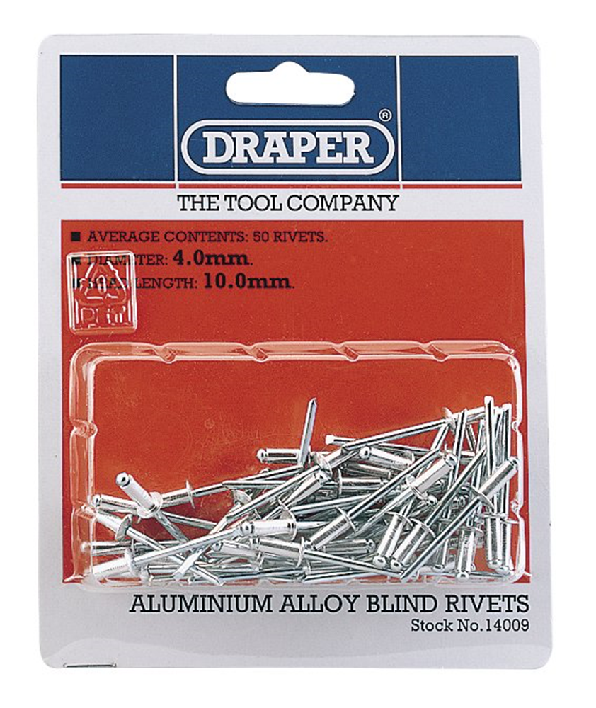 Draper 4X10MM RIVET (50 PER CARD) 14009 Blind Rivets