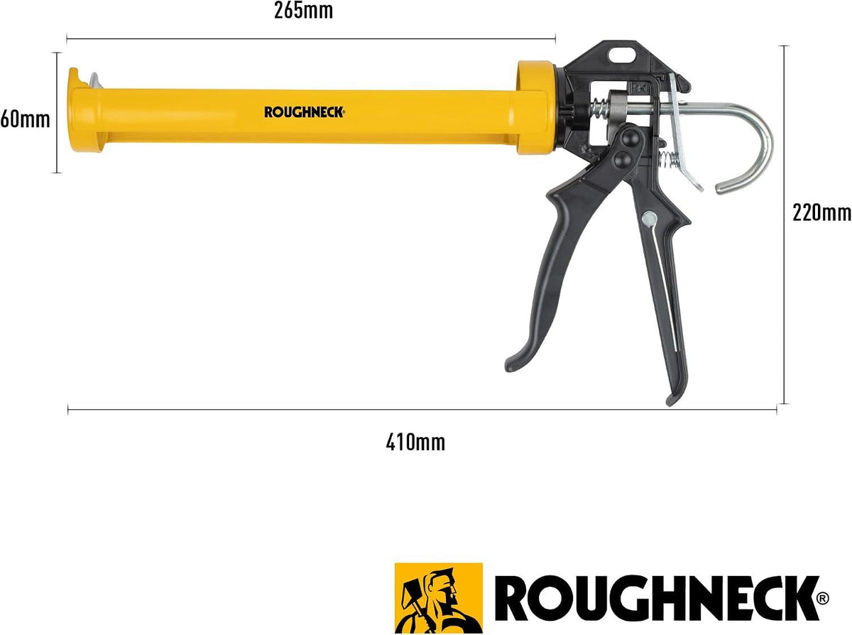 Roughneck 32-230 Heavy Duty Sealant Gun – Up to 400ml Cartridges, 13:1 Thrust, Non-Drip Rotating Barrel & Nozzle Cleaner