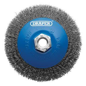 Draper BEVEL WIRE WHEEL 115MM M14CRMP 08065 Steel Bevelled Crimped Wire Wheel Brush, 115mm, M14