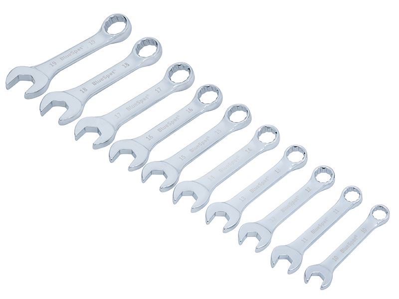 BlueSpotTools 04110 Stubby Combination Spanner Set, 10 Piece