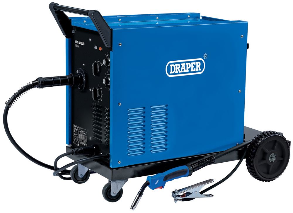 71092 Draper Gas/Gasless MIG Welder, 180A MW190T Mig Welders 770 x 375 x 530mm Professional Trade DIY Workshop Garage Use