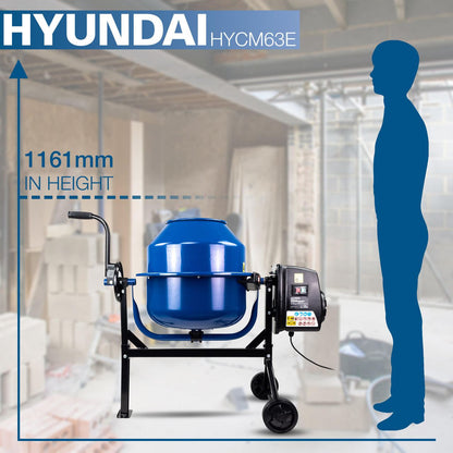 Hyundai HYCM63E Electric Cement Mixer 220W 63L 230V Concrete Mixer Building Mixer