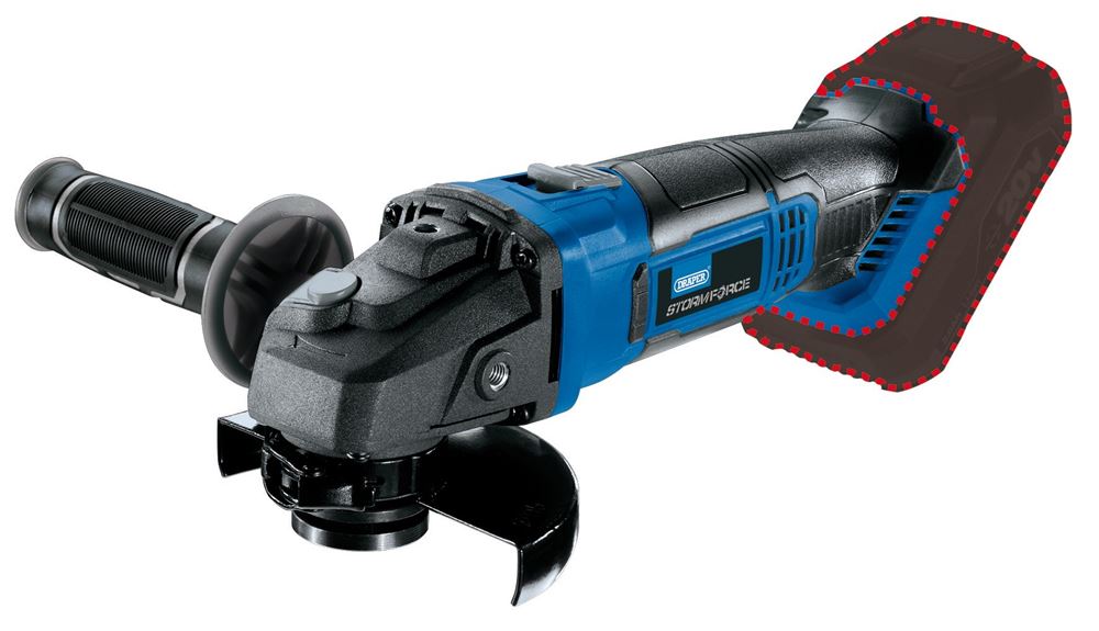 89521 Draper Storm Force Storm Force 20V Angle Grinder, 115mm (Sold Bare) CAG20SF 20V Storm Force Power Interchange Range Professional Trade DIY Wor
