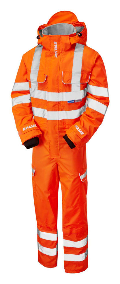 Pulsar PR505 Hi Vis Orange Waterproof Coverall RIS-3279-TOM Rail Workwear EN ISO 20471
