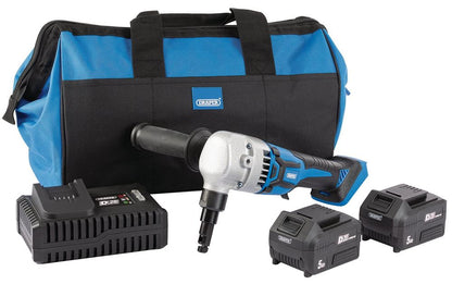 Draper NIBBLER 20V 2X5AH 99732 D20 20V Brushless Nibbler Kit (+2 x 5Ah Batteries, Charger and Bag)