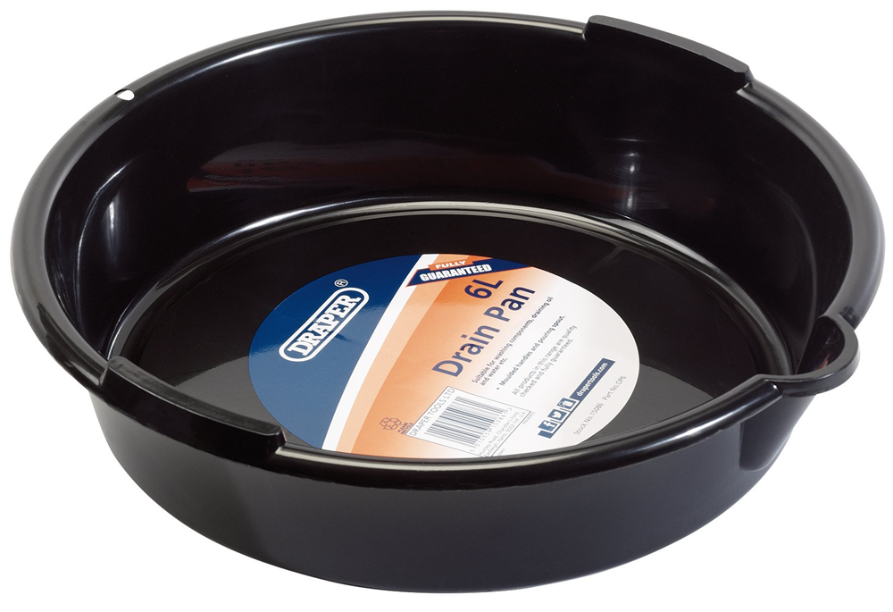 Draper 6 LITRE FLUID DRAIN PAN/BLACK 15086 6L Drip Tray/Drain Pan