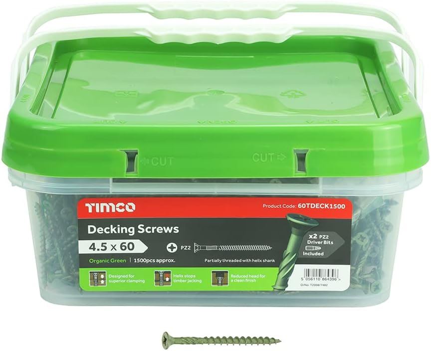 TIMCO Decking Screw PZ2 - Green 4.5 x 60 Green Pack 1500