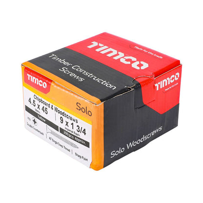 TIMCO Solo Woodscrew PZ2 CSK ZYP 4.5 x 45 Gold Pack 200