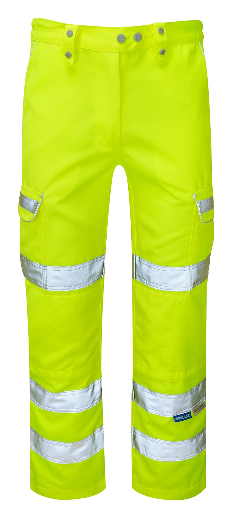 Pulsar Hi Vis Combat Trousers Yellow Orange Workwear EN ISO 20471 Class 1 Reflective