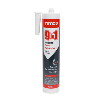 TIMCO 9in1 Instant Grab Adhesive WHT White 290ml Pack 1.0